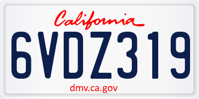 CA license plate 6VDZ319