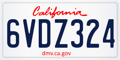 CA license plate 6VDZ324