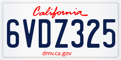 CA license plate 6VDZ325