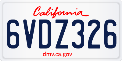 CA license plate 6VDZ326