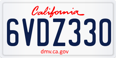 CA license plate 6VDZ330