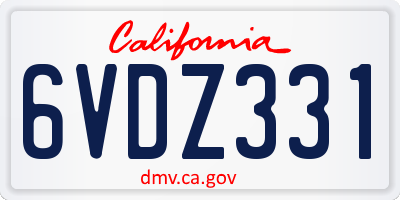 CA license plate 6VDZ331