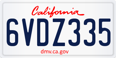 CA license plate 6VDZ335