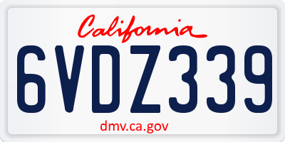 CA license plate 6VDZ339