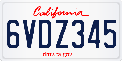 CA license plate 6VDZ345