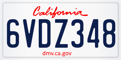 CA license plate 6VDZ348