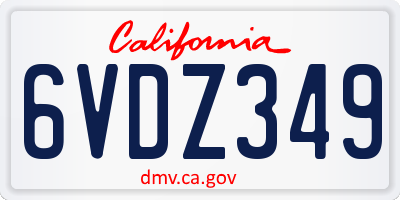 CA license plate 6VDZ349