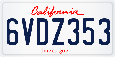CA license plate 6VDZ353