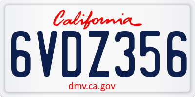 CA license plate 6VDZ356