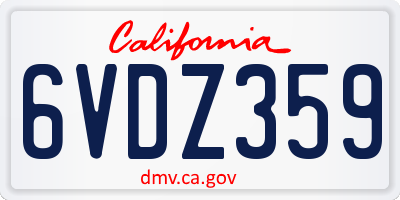 CA license plate 6VDZ359