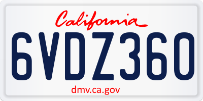 CA license plate 6VDZ360