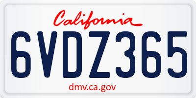 CA license plate 6VDZ365