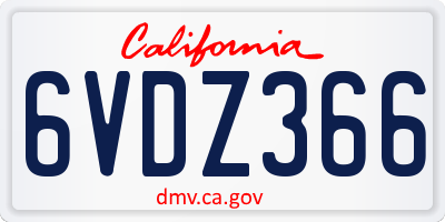 CA license plate 6VDZ366