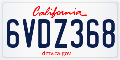 CA license plate 6VDZ368