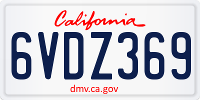 CA license plate 6VDZ369