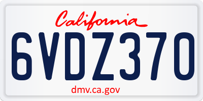 CA license plate 6VDZ370