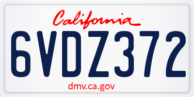 CA license plate 6VDZ372