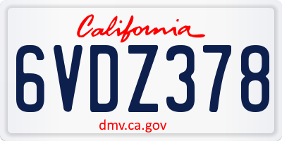 CA license plate 6VDZ378