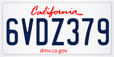 CA license plate 6VDZ379