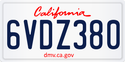 CA license plate 6VDZ380