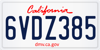 CA license plate 6VDZ385