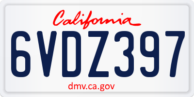 CA license plate 6VDZ397
