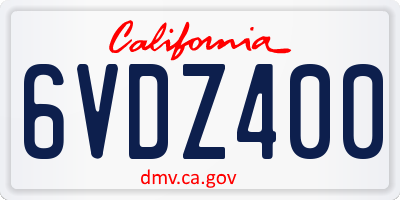 CA license plate 6VDZ400