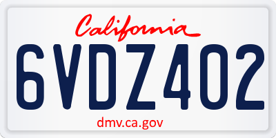 CA license plate 6VDZ402