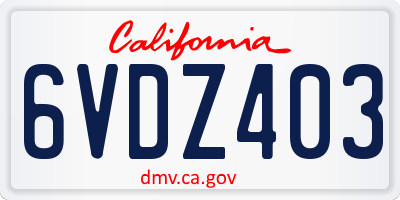 CA license plate 6VDZ403