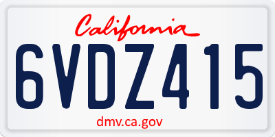 CA license plate 6VDZ415
