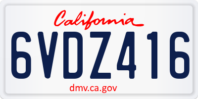 CA license plate 6VDZ416