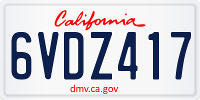 CA license plate 6VDZ417