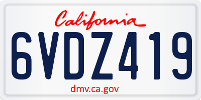 CA license plate 6VDZ419