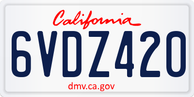 CA license plate 6VDZ420