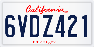CA license plate 6VDZ421