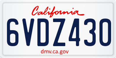 CA license plate 6VDZ430