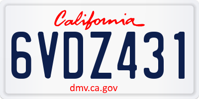 CA license plate 6VDZ431
