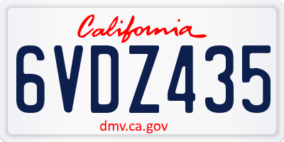 CA license plate 6VDZ435