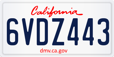CA license plate 6VDZ443