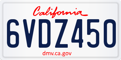 CA license plate 6VDZ450