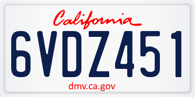 CA license plate 6VDZ451