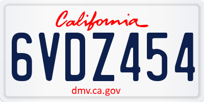 CA license plate 6VDZ454