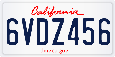CA license plate 6VDZ456