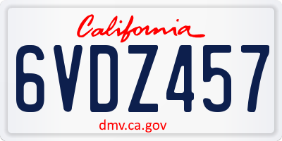 CA license plate 6VDZ457