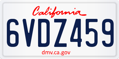 CA license plate 6VDZ459