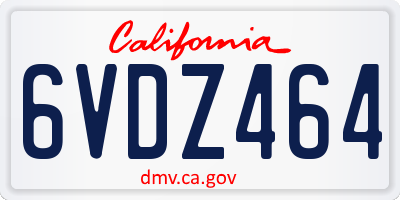 CA license plate 6VDZ464