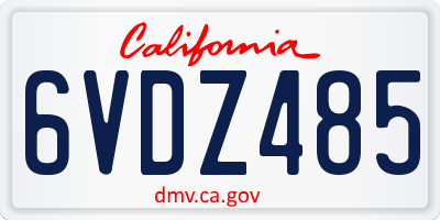 CA license plate 6VDZ485