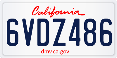 CA license plate 6VDZ486