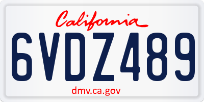 CA license plate 6VDZ489