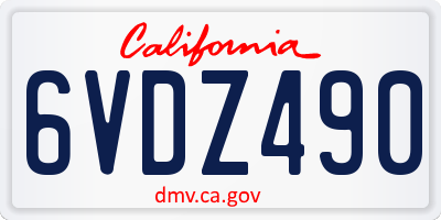 CA license plate 6VDZ490